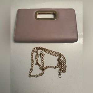 Elegant Pink Clutch with Gold Chain